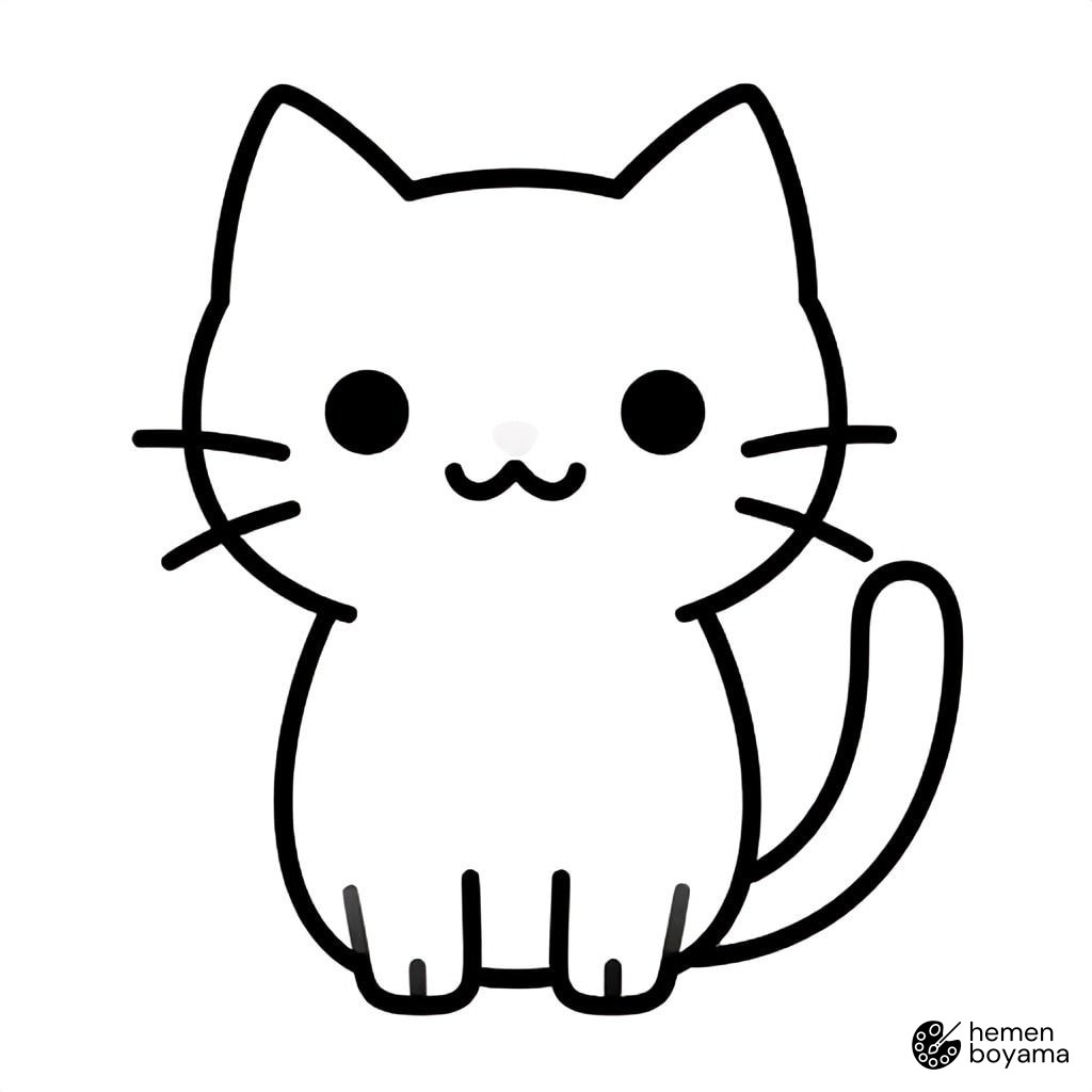 Geometrik Kedi Boyama Sayfası