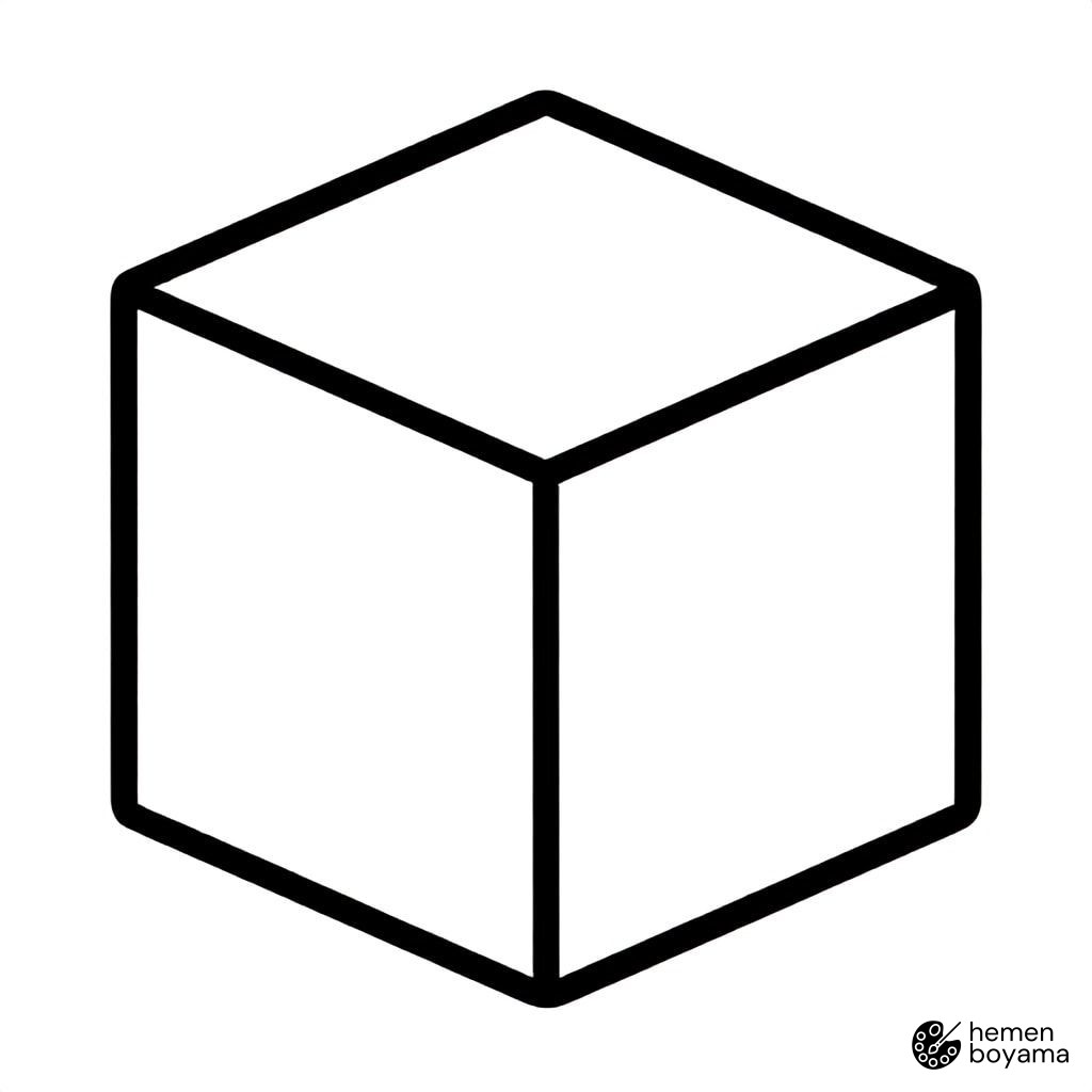 Geometrik Küp Boyama Sayfası
