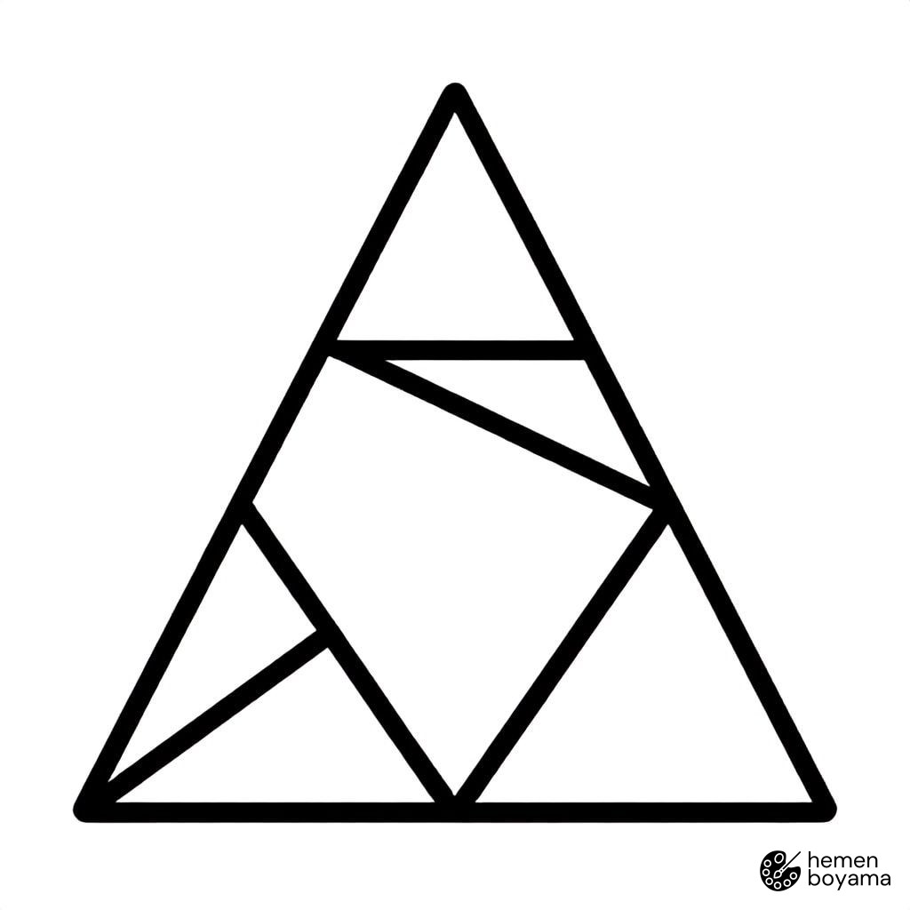 Geometrik Piramit Boyama Sayfası