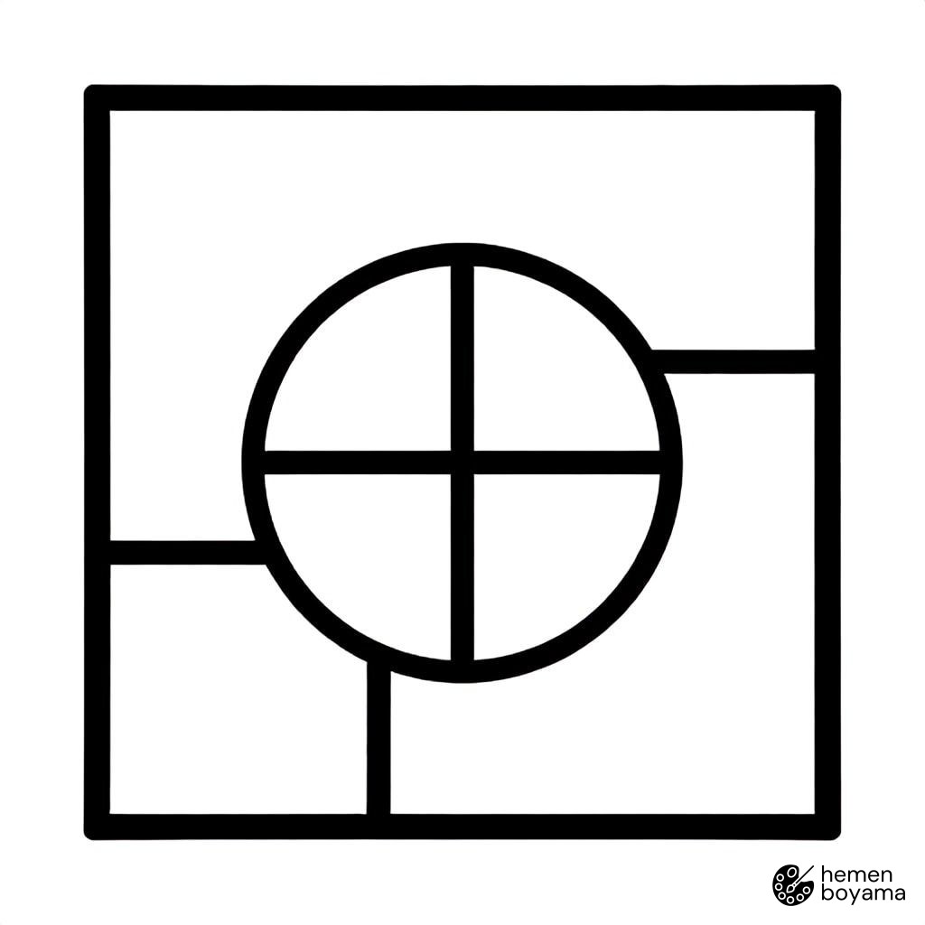 Soyut Geometrik Tasarım Boyama Sayfası