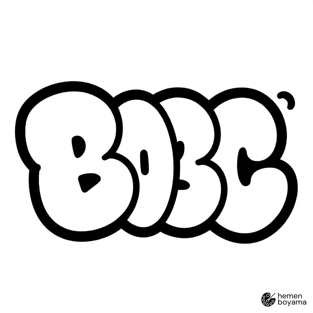 Bubble Style Grafiti Boyama Sayfası