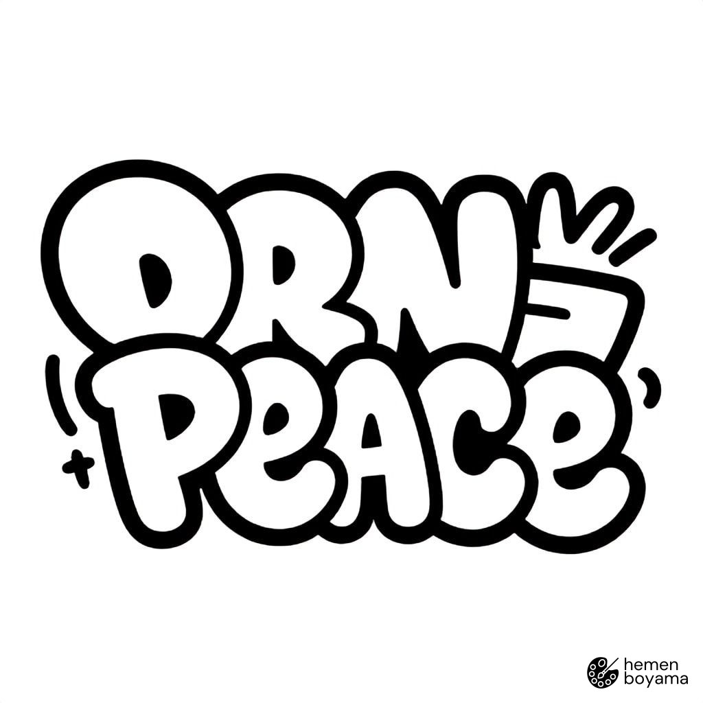 Graffiti Barış Yazısı Boyama Sayfası