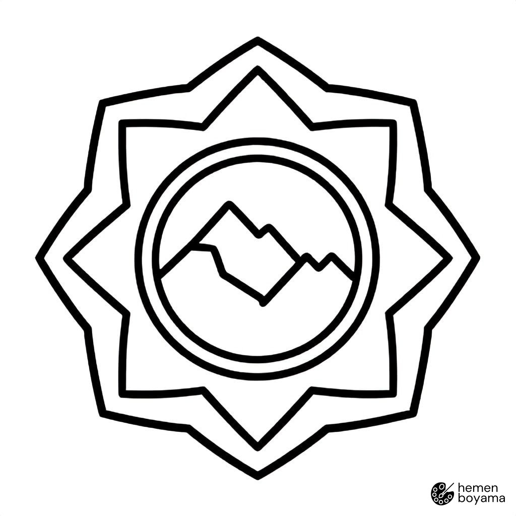 Dağ Mandala Boyama Sayfası