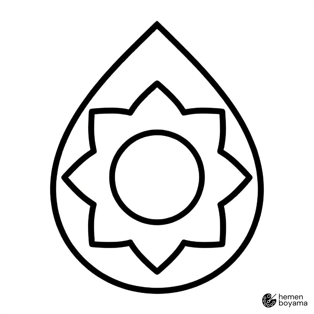 Su Damlası Mandala Boyama Sayfası