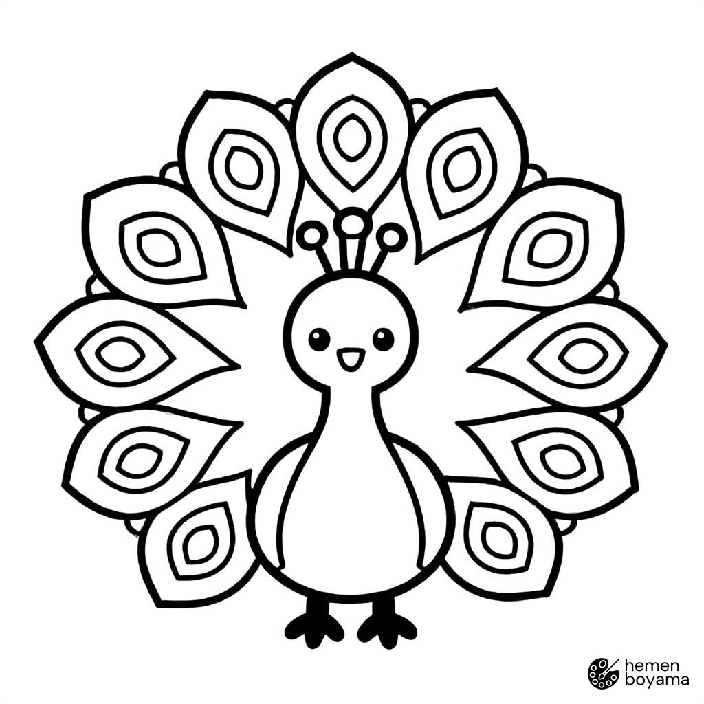 Tavus Kuşu Mandala Boyama Sayfası