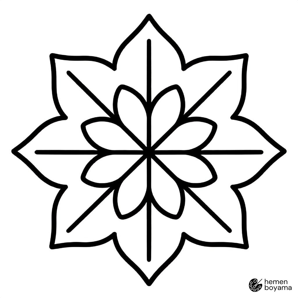 Yaprak Mandala Boyama Sayfası