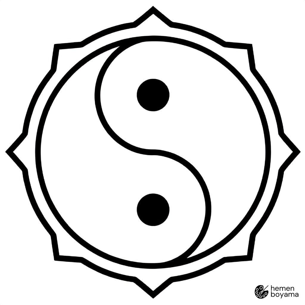 Yin Yang Mandala Boyama Sayfası