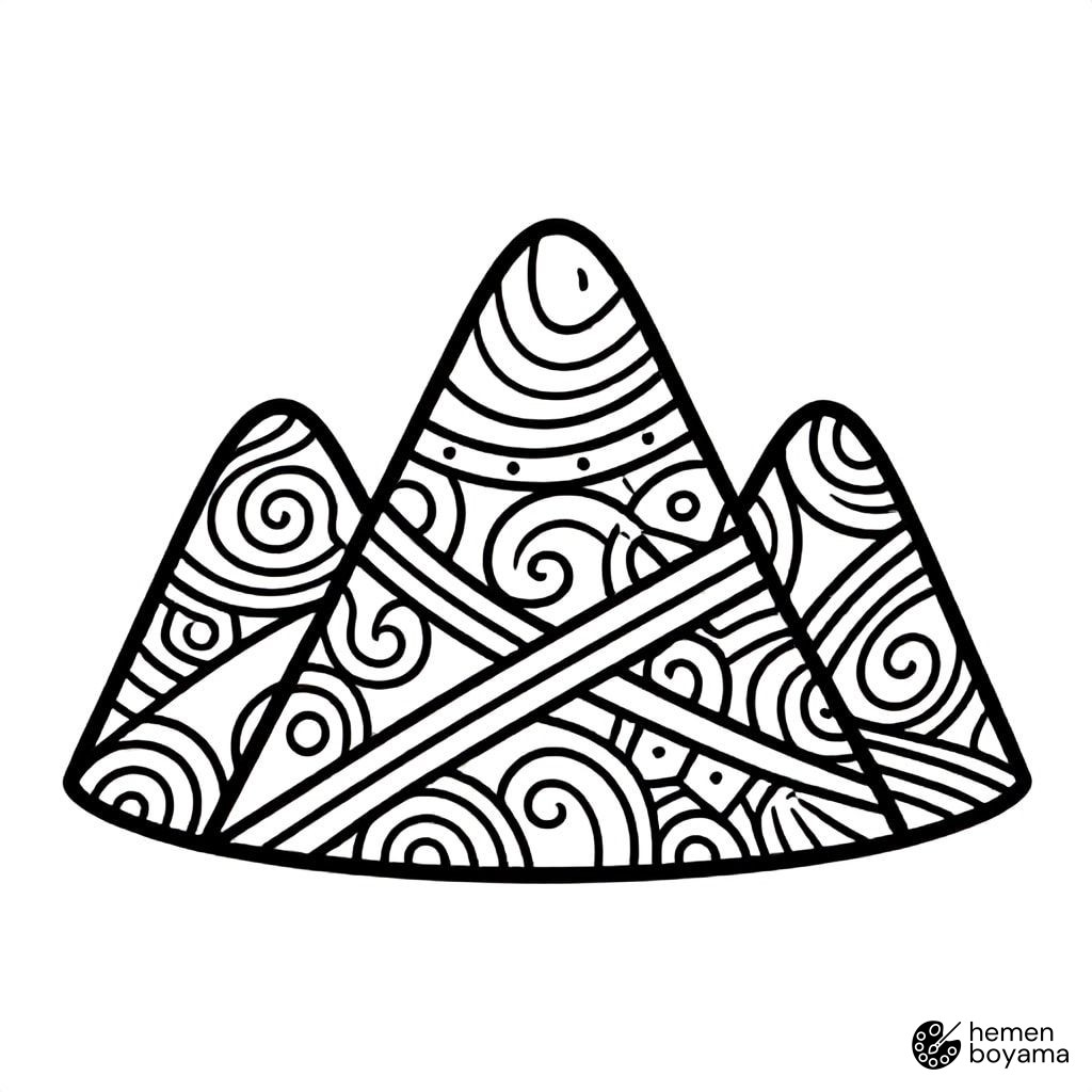 Zentangle Dağ Boyama Sayfası