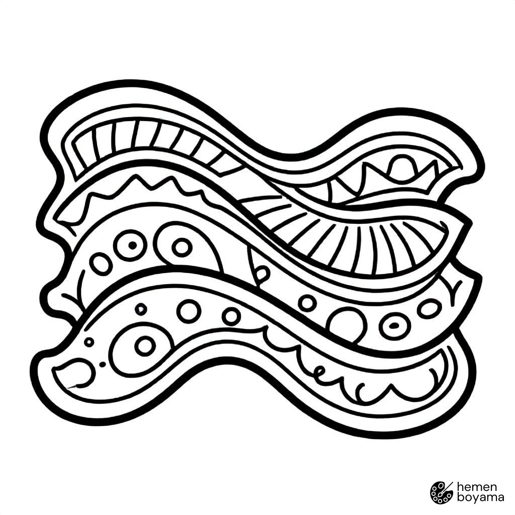 Zentangle Dalgalar Boyama Sayfası