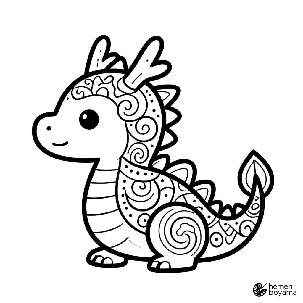 Zentangle Ejderha Boyama Sayfası