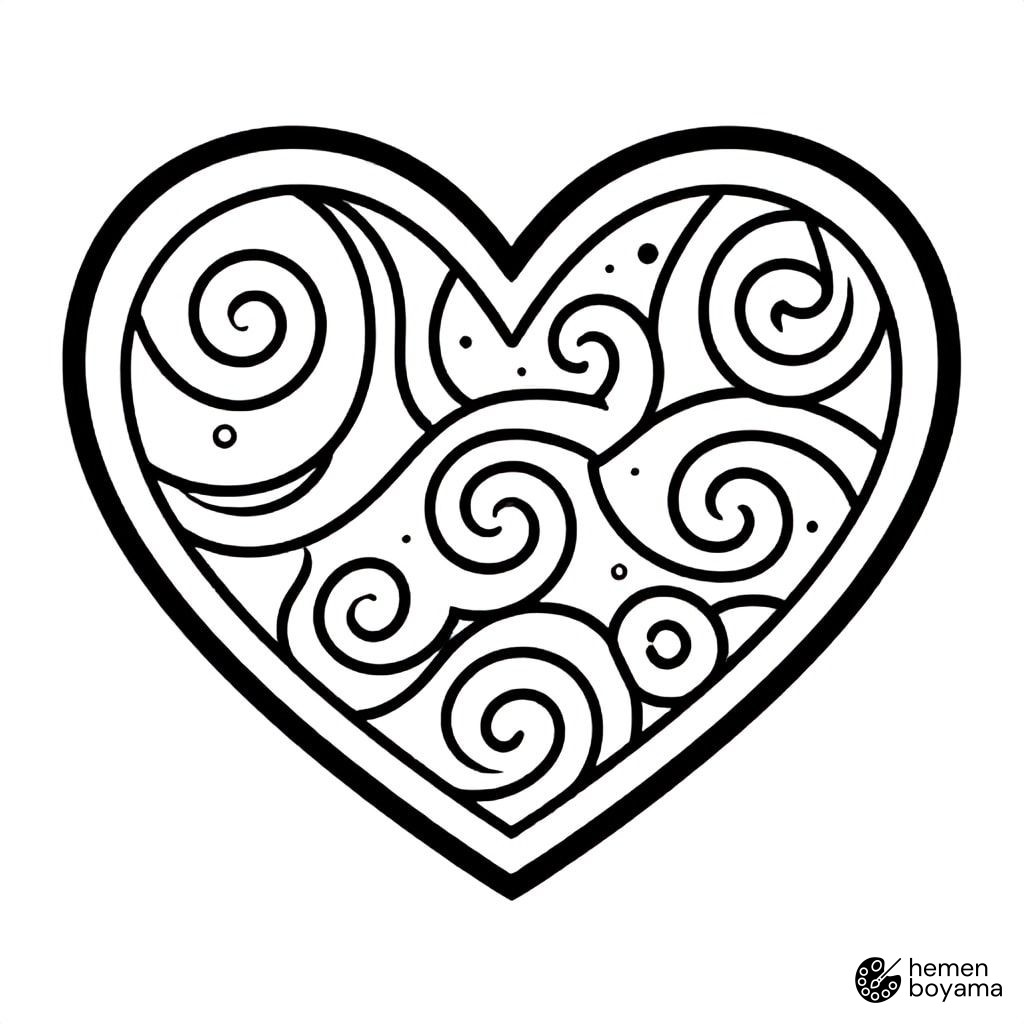 Zentangle Kalp Boyama Sayfası