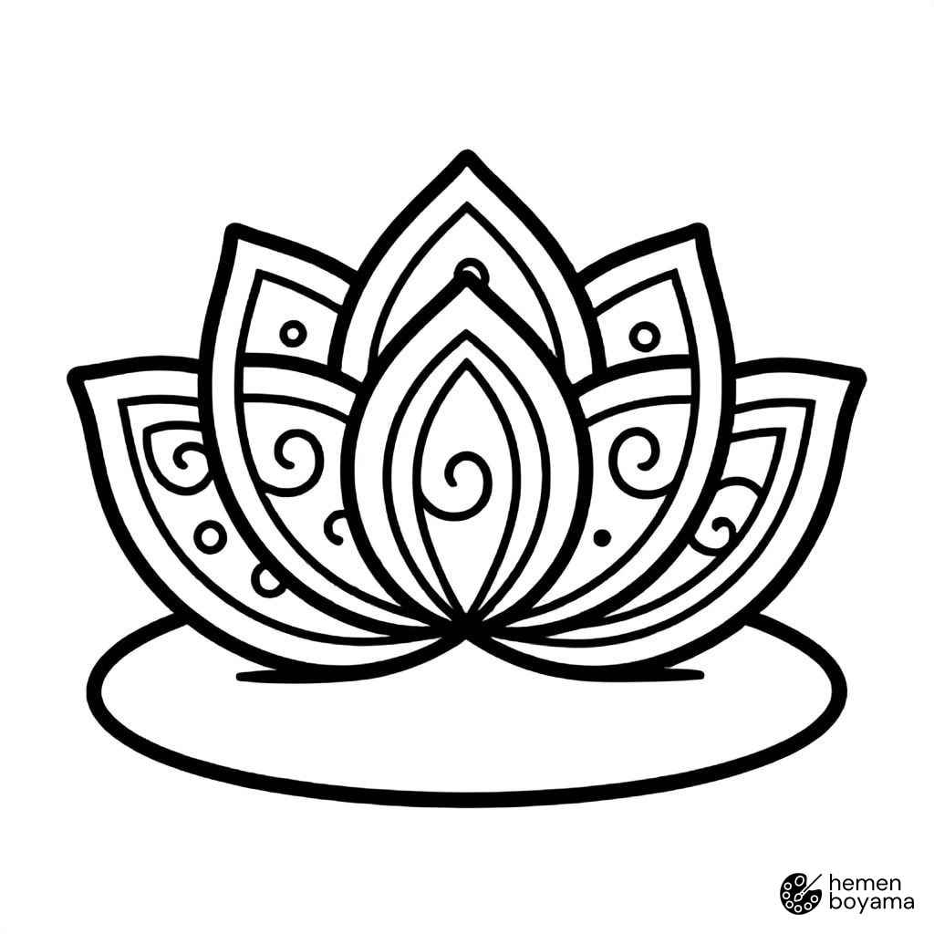 Zentangle Lotus Boyama Sayfası
