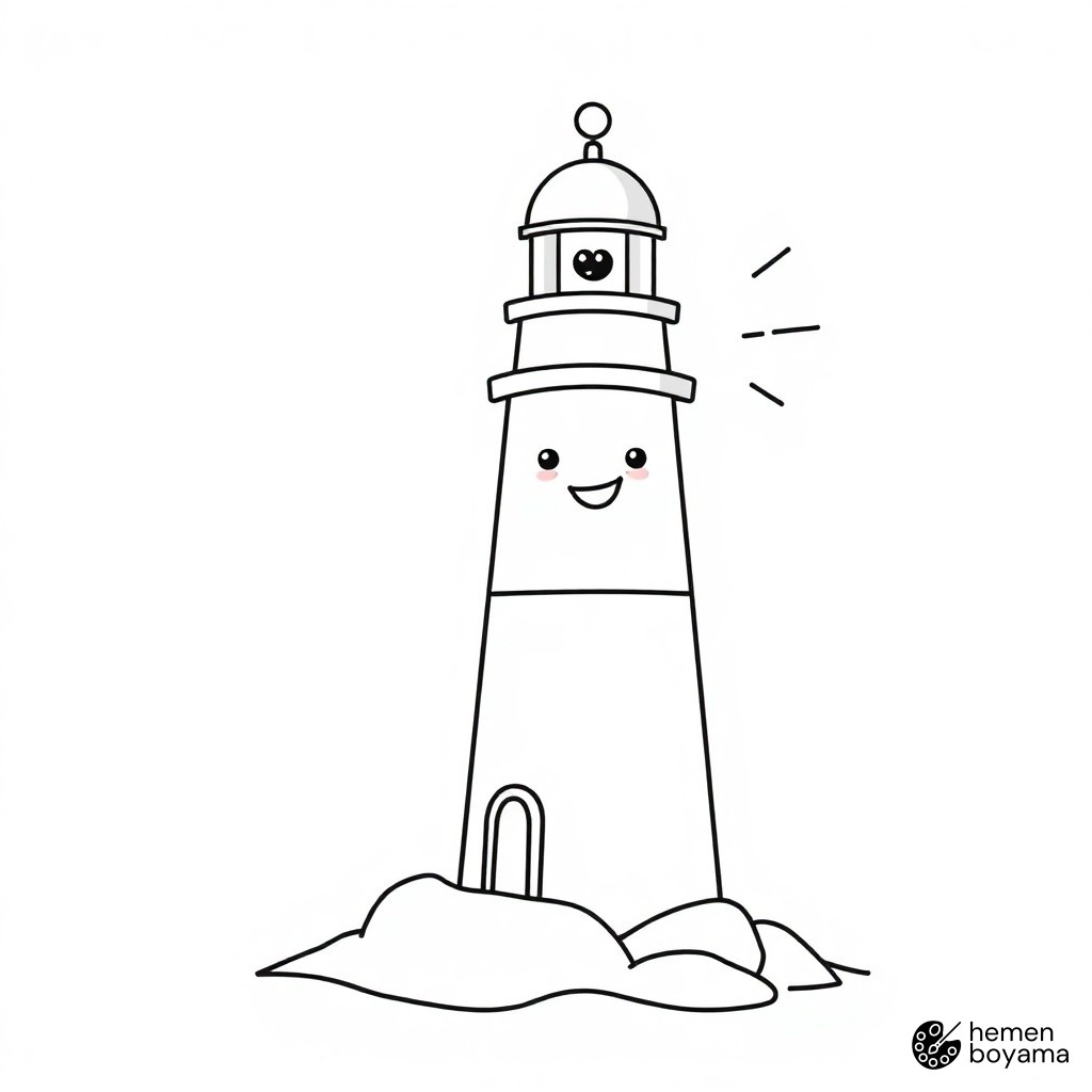 Deniz Feneri Işığı Boyama Sayfası