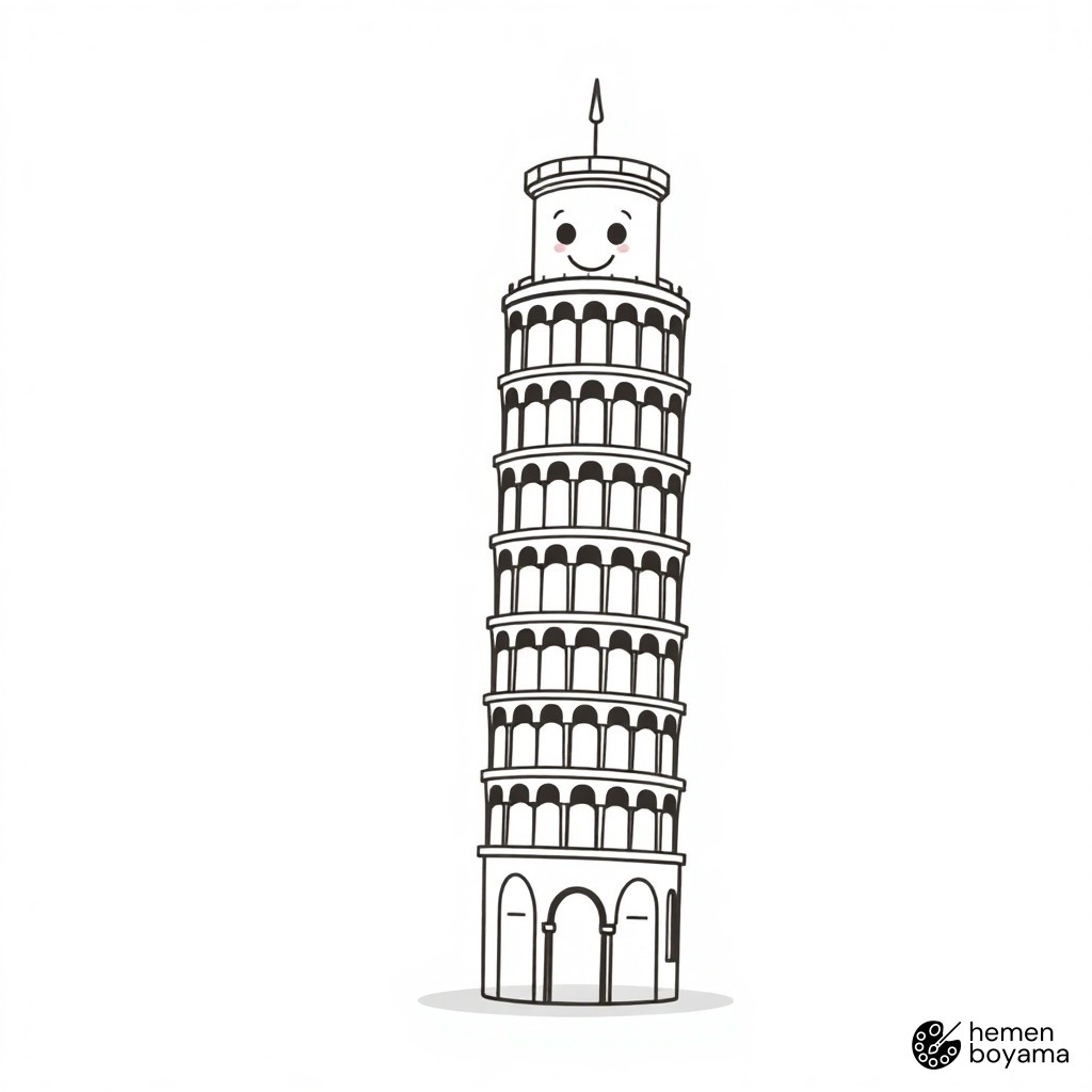 Pisa Kulesi Boyama Sayfası
