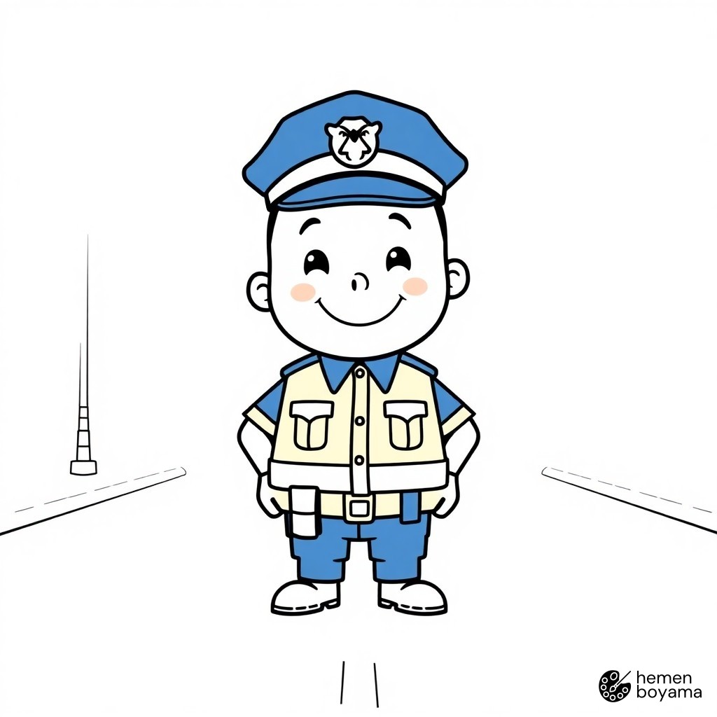 Trafik Polisi İşareti Boyama Sayfası