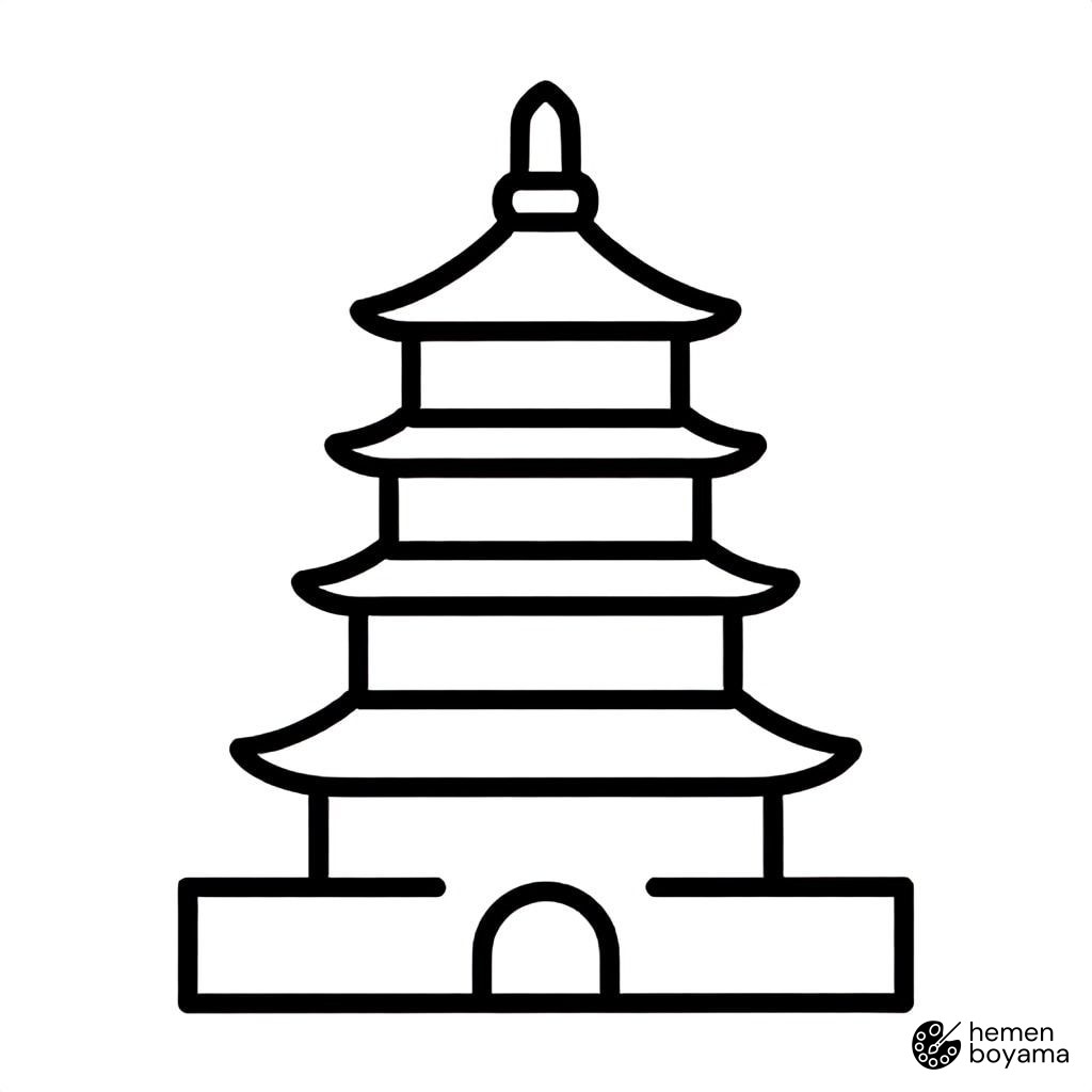 Pagoda Boyama Sayfası