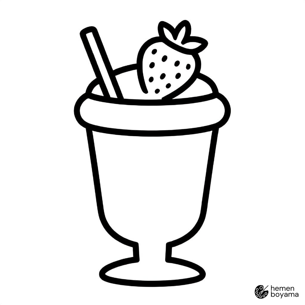 Çilekli Milkshake Boyama Sayfası
